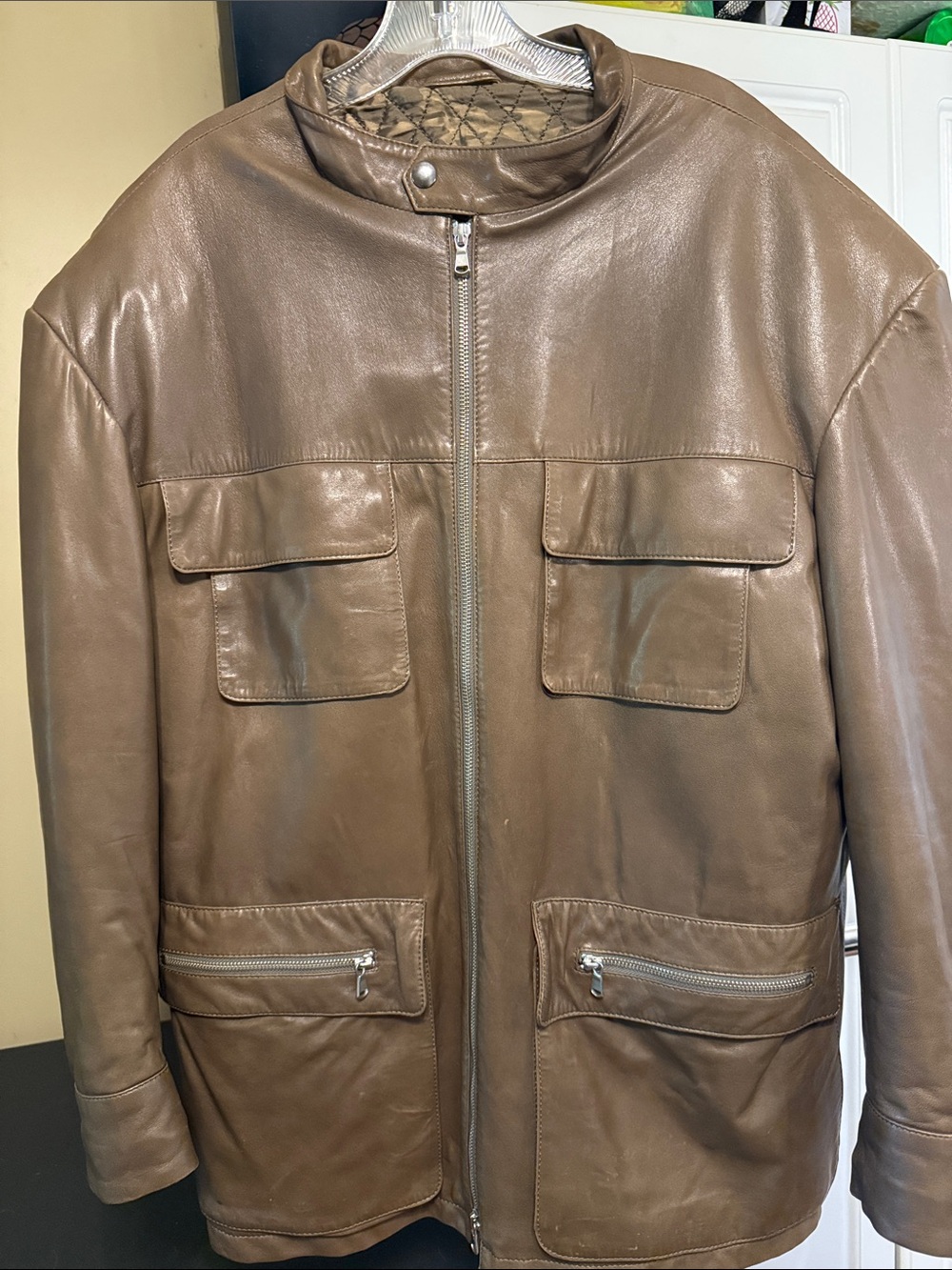 Aston USA Custom Tailored Genuine Leather Field Jacket | Brown XXL